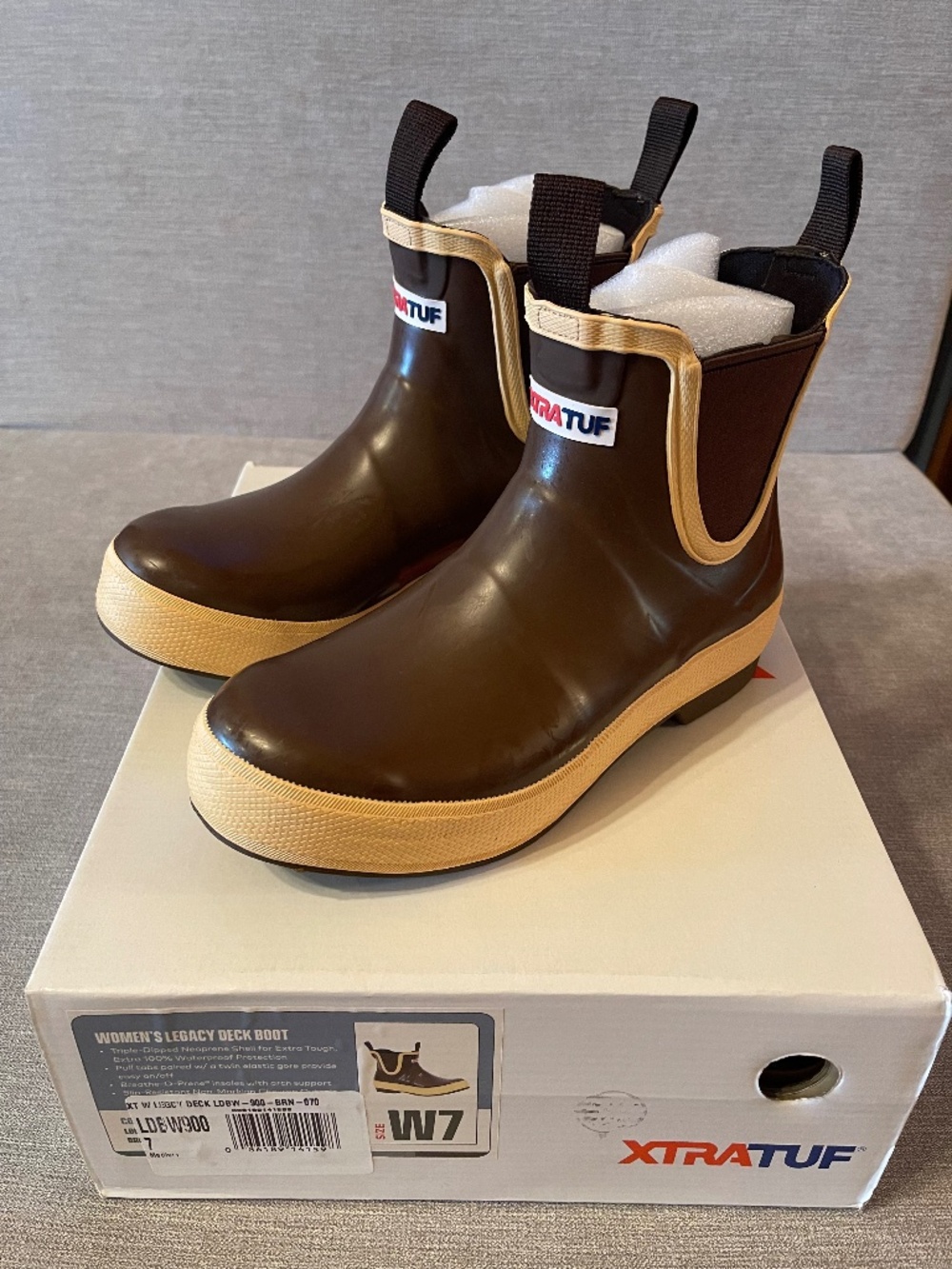 XTRATUF Women's 6" Legacy Ankle Deck Boots - Brown - Size 7 - NEW